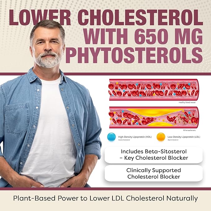 Advanced Cholesterol Health Complex with Plant Sterols. Cholesterol & Lipid Support Supplement for Healthy Heart & Cholesterol Levels for Men & Women. 120 Capsules