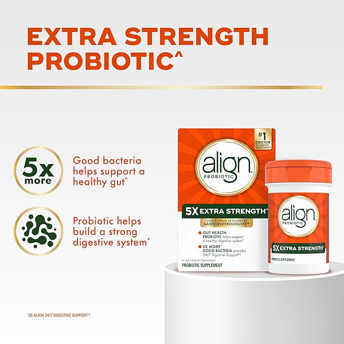 Align Probiotic Extra Strength, Probiotics for Women and Men, Probiotic Capsules with 5X CFUs, 42 Capsules