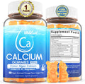Sugar Free Calcium Gummies 600mg, Ocean Algae Calcium with Vitamin D3, K2, Magnesium, B6, B12, Organic Calcium Supplement for Bone Strength & Teeth Health, Orange Flavor, Vegan, 1 Pack