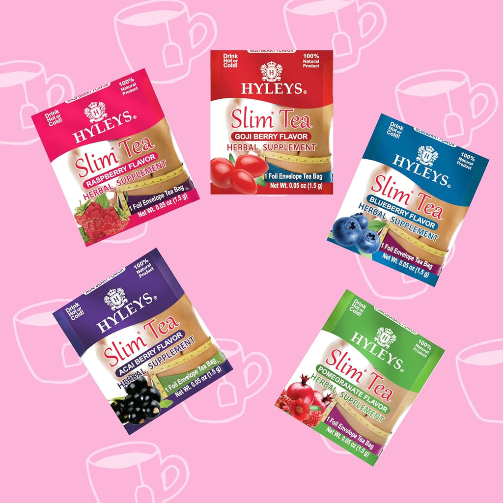 Hyleys Slim Tea 5 Flavor Assortment - Weight Loss Herbal Supplement Cleanse and Detox - 25 Tea Bags (6 Pack)