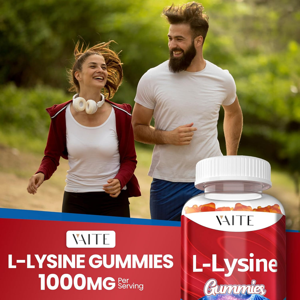 L-Lysine 1000mg Gummies - Supports Skin, Lip, Vegan, Gluten Free, 60 Chewable Lysine for Adults, Vitamins Tissue Health & Immune System, Amino Acid Vitamin Supplement & Complex Supplements (2 Pack)