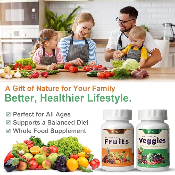Fruit- Nutritional Supplement, 90 Vegetarian Capsules | A Blend of 20 Natural Whole Fruits. All-Natural, Fresh superfoods—Rich in Vitamins and Minerals—to Boost Energy Levels.