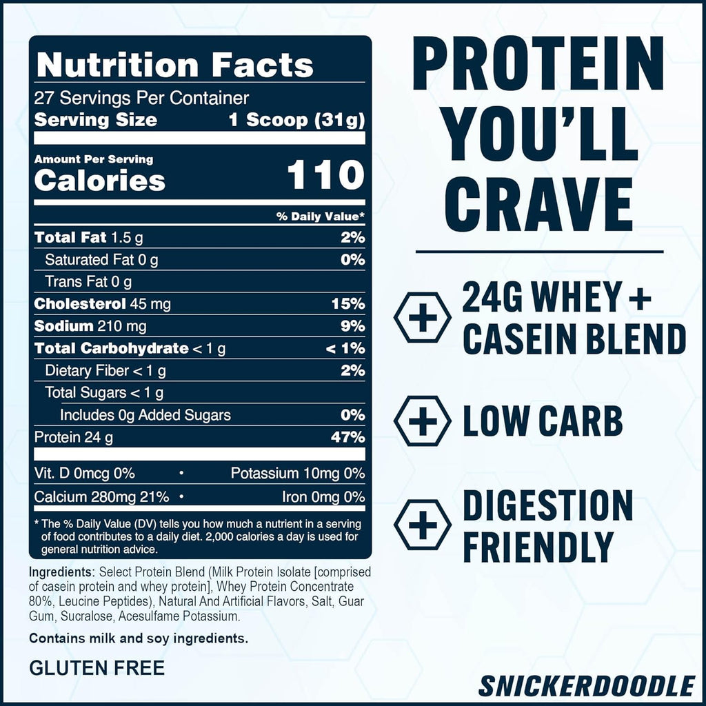 PEScience Select Protein Powder, Whey and Casein Blend, Clean Protein Powder for Women and Men, Low Calorie, Low Carb, Keto Friendly, Gluten Free, Snickerdoodle, 27 Servings