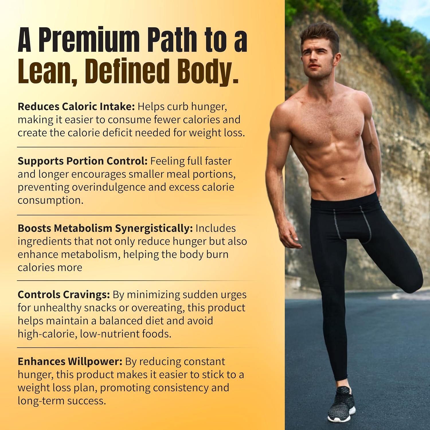 Premium Male Weight Loss - Fat Burner for Men - Supports Healthy Pathways Associated with GLP-1 Activity - Appetite Suppressant, Energy Booster, Helps Sustain Muscle - 60 Unisex Capsules