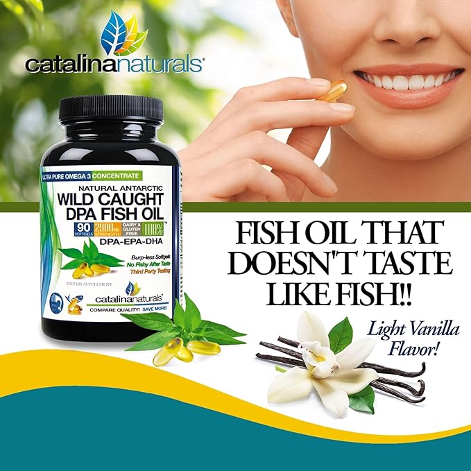 Wild Caught Omega-3 DPA Fish Oil - 2900 mg with More DPA, EPA & DHA - 90 SoftGels – Triple Strength Burp-Free