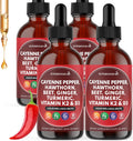 Cayenne Pepper Supplement Liquid Drops + Hawthorn Berry, Vitamin D3 K2 Beet Root Powder, Ceylon Cinnamon, Turmeric Curcumin, Organic Panax Ginseng - 8 OZ