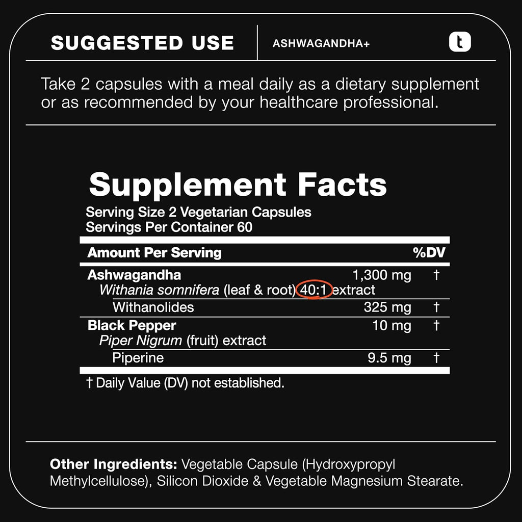 Ashwagandha - Ultra High Potency 40:1 Extract with 25% Withanolides - Wild Harvested in India - Highly Concentrated & Third-Party Lab Tested - 120 Capsules