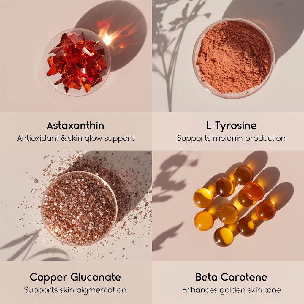 Tanova Tanning Pills – Supports a Natural Golden Glow, Skin Resilience & Anti-Aging Against Sun-Induced Oxidative Stress – with Astaxanthin, L-Tyrosine, Copper & Polypodium Leucotomos – 60 Capsules