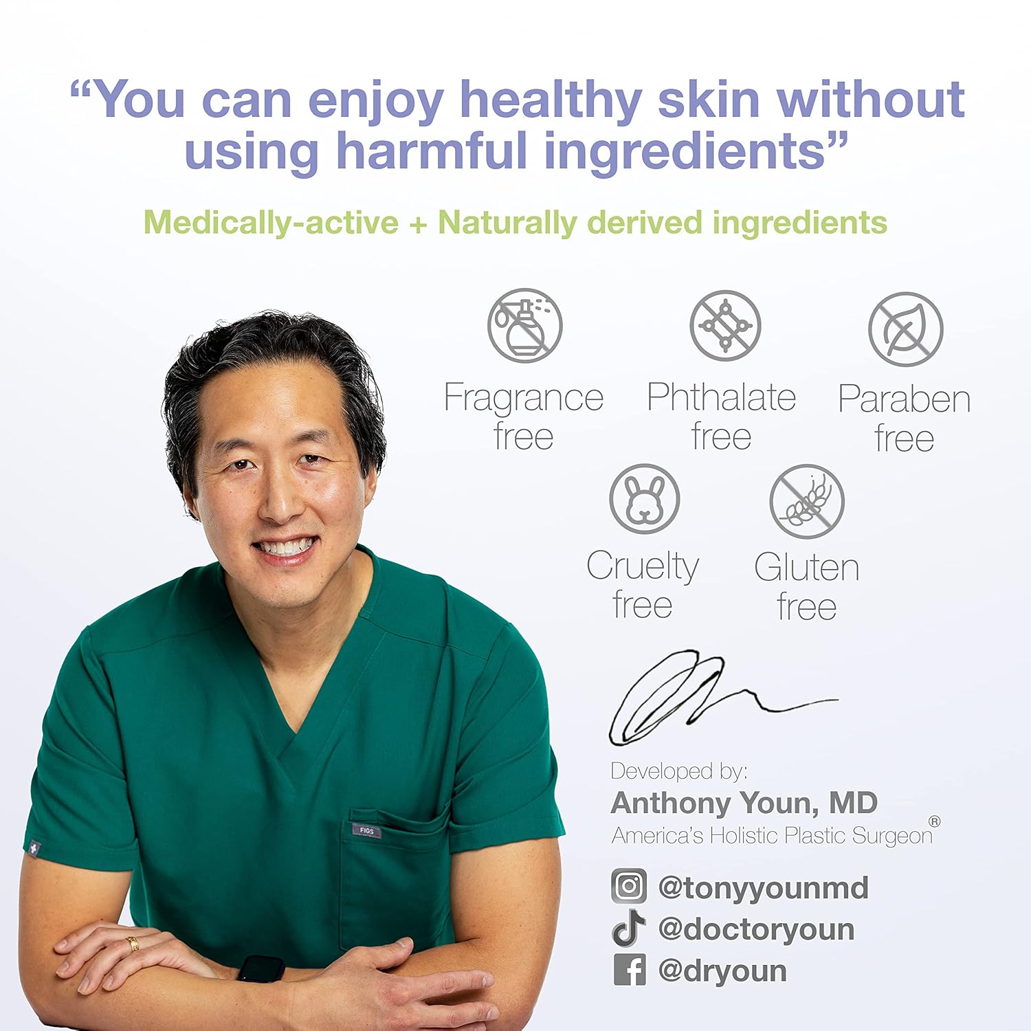 YOUN Beauty 20% Vitamin C Face Serum with Hyaluronic Acid, Ferulic Acid & Vitamin E by Holistic Plastic Surgeon Dr. Anthony Youn | Antioxidant Serum for Face for Skin Hydration, 60 ml