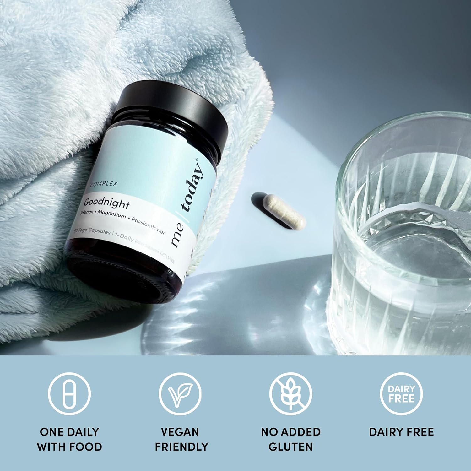 Me Today Goodnight Magnesium Sleep Aid Supplement –Supports Restful Sleep, Calm & Relaxation – Vegan Magnesium for Muscle Relaxation & Calmness – 60 Servings