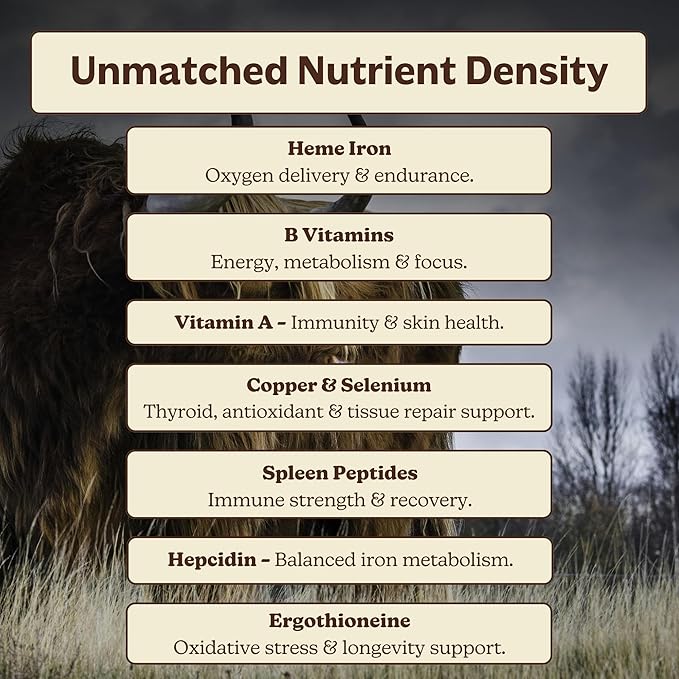 MK Supplements IRONCLAD – Grass-Fed Beef Spleen & Bison Heart | Natural Heme Iron for Energy, Endurance & Recovery | Regeneratively-Raised, Freeze-Dried Ancestral Iron Support