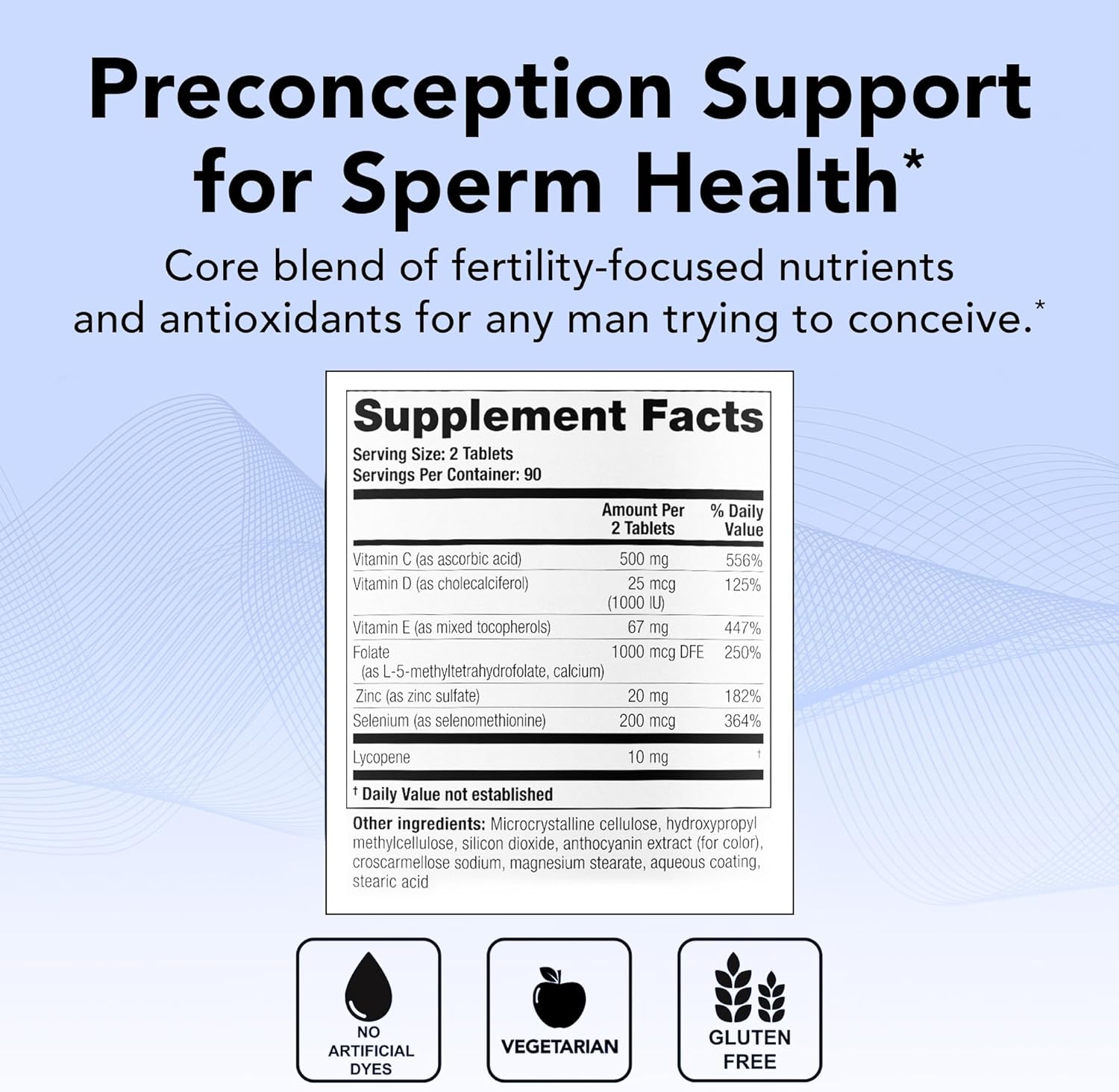 Theralogix ConceptionXR Reproductive Health For Men, Men's Preconception Vitamins for Fertility Support, Male Fertility Supplements for Sperm Health, NSF Certified - 180 Tabs (90-Day Supply), Unflavor