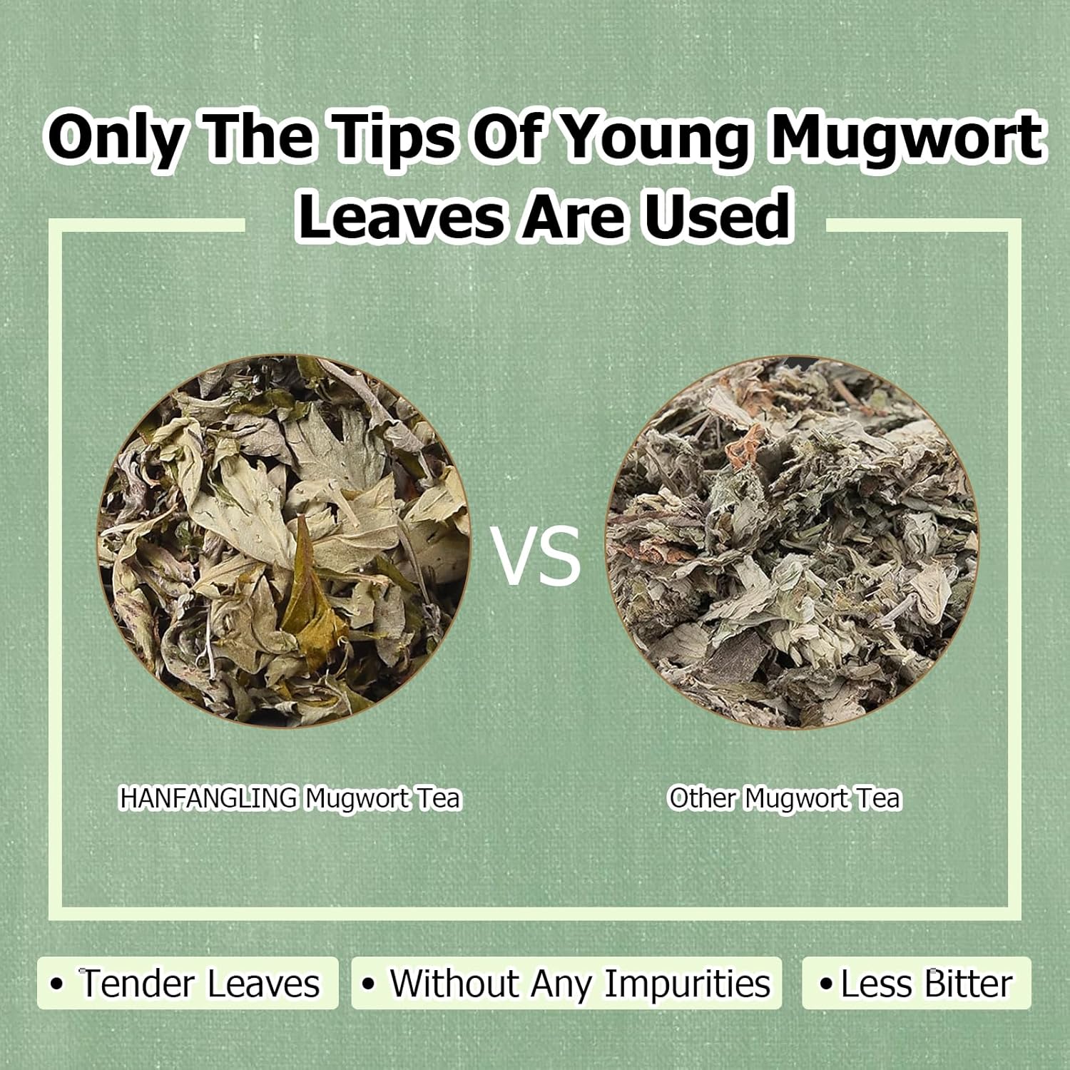 HANFANGLING Mugwort Tea, Natural Herbal Tea, Refreshing, Made from Premium Natural Mugwort Buds, Gift Tea (Loose Leaf)