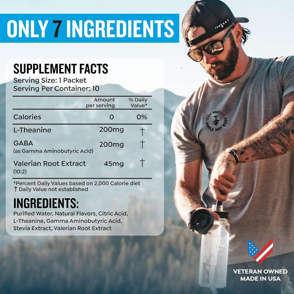 GABA L Theanine Supplement | Melatonin-Free Sleep Aid for Adults | Valerian Root for Night Support & Restful Sleep | GABA Calm Liquid Drink Mix for Adults | Grape, Pack of 10