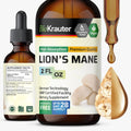BIO KRAUTER Lions Mane Liquid Extract - Mushroom Supplement for Brain Support - Vegan Lions Mane Supplement - Alcohol & Sugar Free Drops - 2 Fl.Oz.