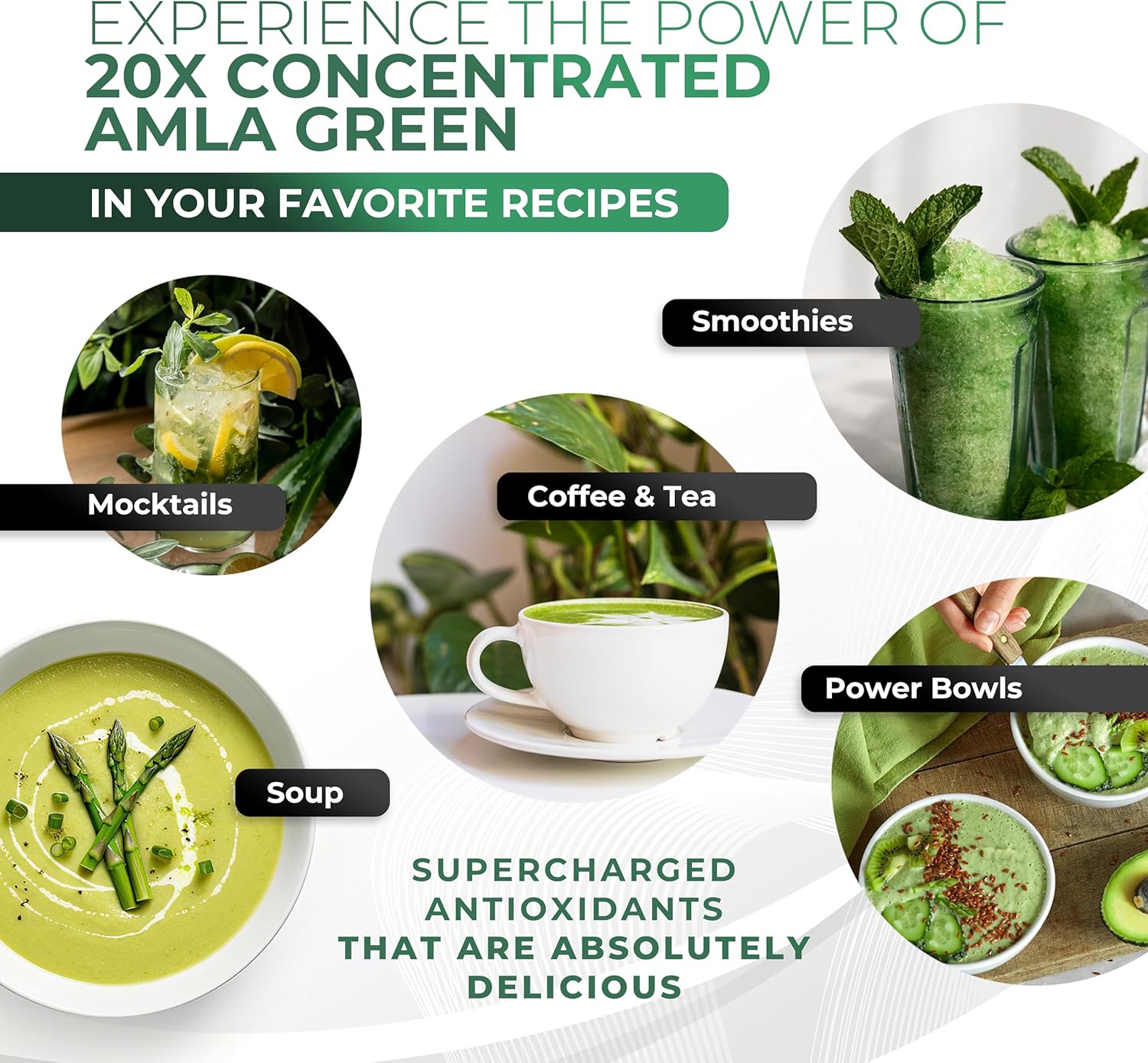 Amla Powder & Green Tea Superfood Supplement, 20x Ultra Concentrated Amla, Antioxidant Support, Made with Oolong Tea and Indian Gooseberries, Organic, Vegan, Classic Flavor, 90 Servings