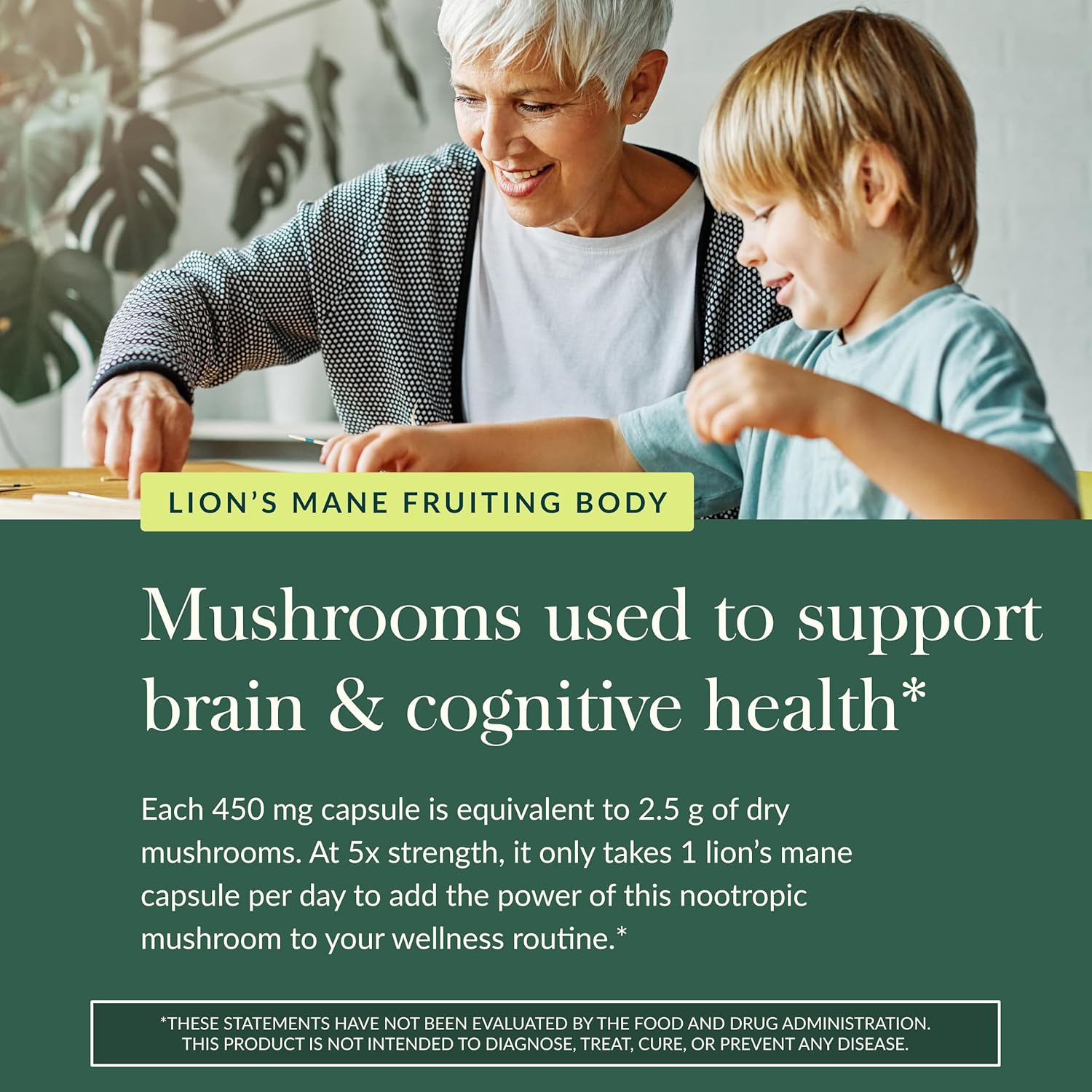 Gaia Herbs Lion’s Mane Mushroom - Brain & Nerve Health Support - 40 Vegan Capsules
