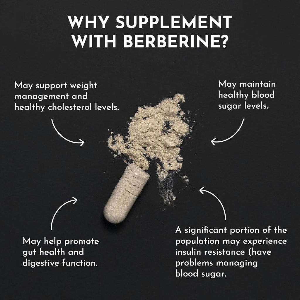 JUST INGREDIENTS Berberine Supplement – 30-Capsule Herbal Support Formula with Organic Berberis Aristata – Traditionally Used for Metabolic Health, Cellular Function & Overall Wellness.