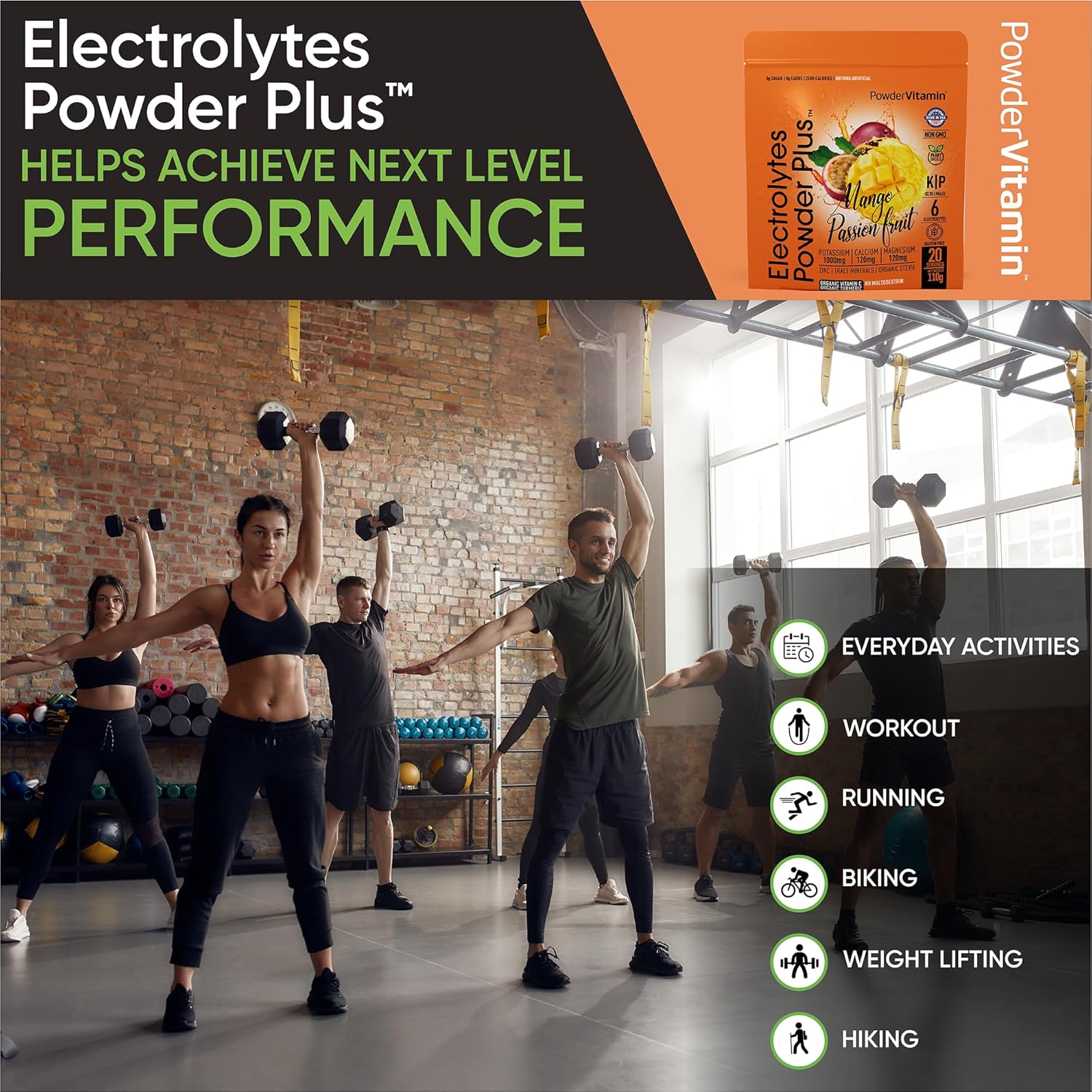 PowderVitamin Electrolytes Powder Plus (20 Servings) Mango Passionfruit Electrolyte Powder Zero Calorie Keto,0 Sugar,No Maltodextrin,1000mg Potassium,120mg Calcium,120mg Magnesium, Pink Himalayan Salt