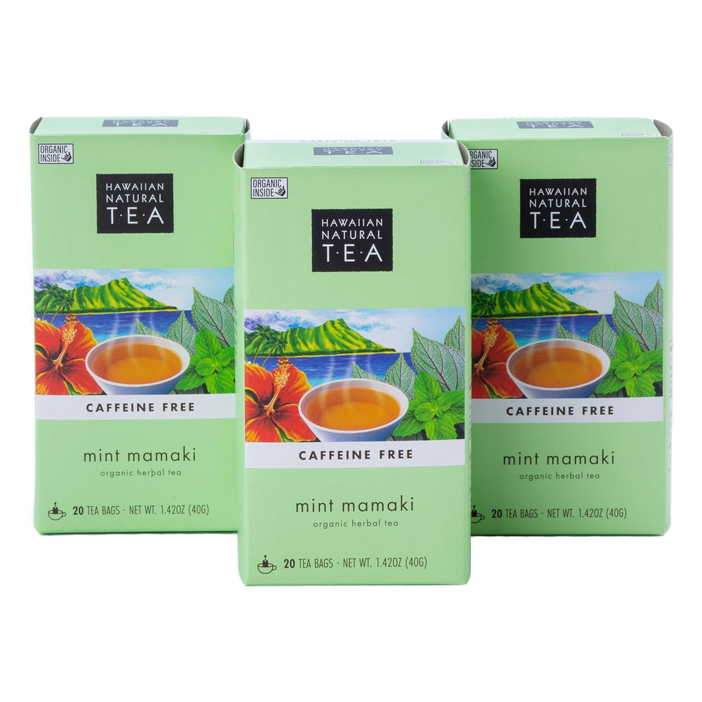 Hawaiian Natural Tea Organic Mamaki Mint Tea Blend - Caffeine Free Herbal Tea - Antioxidant-Rich, Calming, Wellness Tea for Bedtime, Anxiety & Stress - Gift for Tea Lovers - 60 Tea Bags