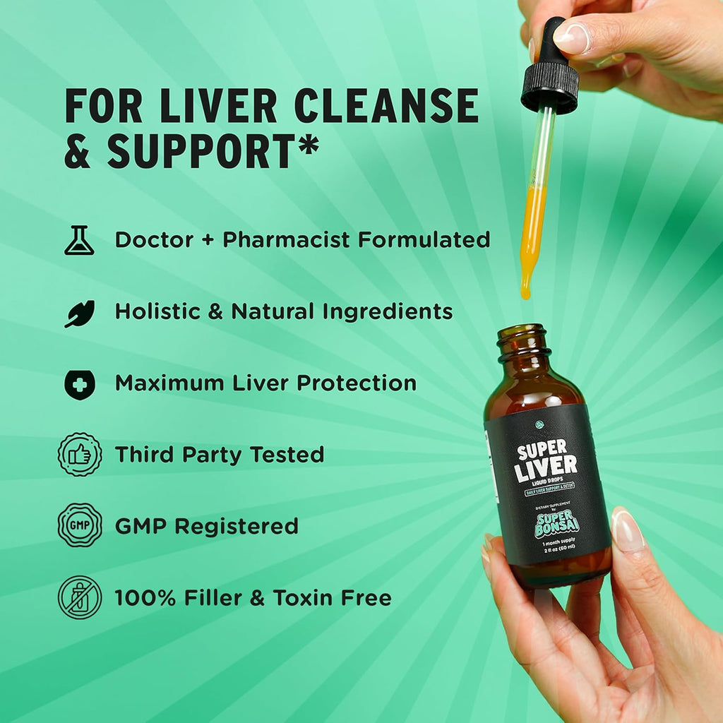 SUPERBONSAI Super Liver Support with Milk Thistle - All Natural Liver Cleanse Detox & Repair Aid - Doctor-Formulated Liver Supplement - Liquid Herbal Formula for Liver Health - 3 Month Supply (3 Pack)