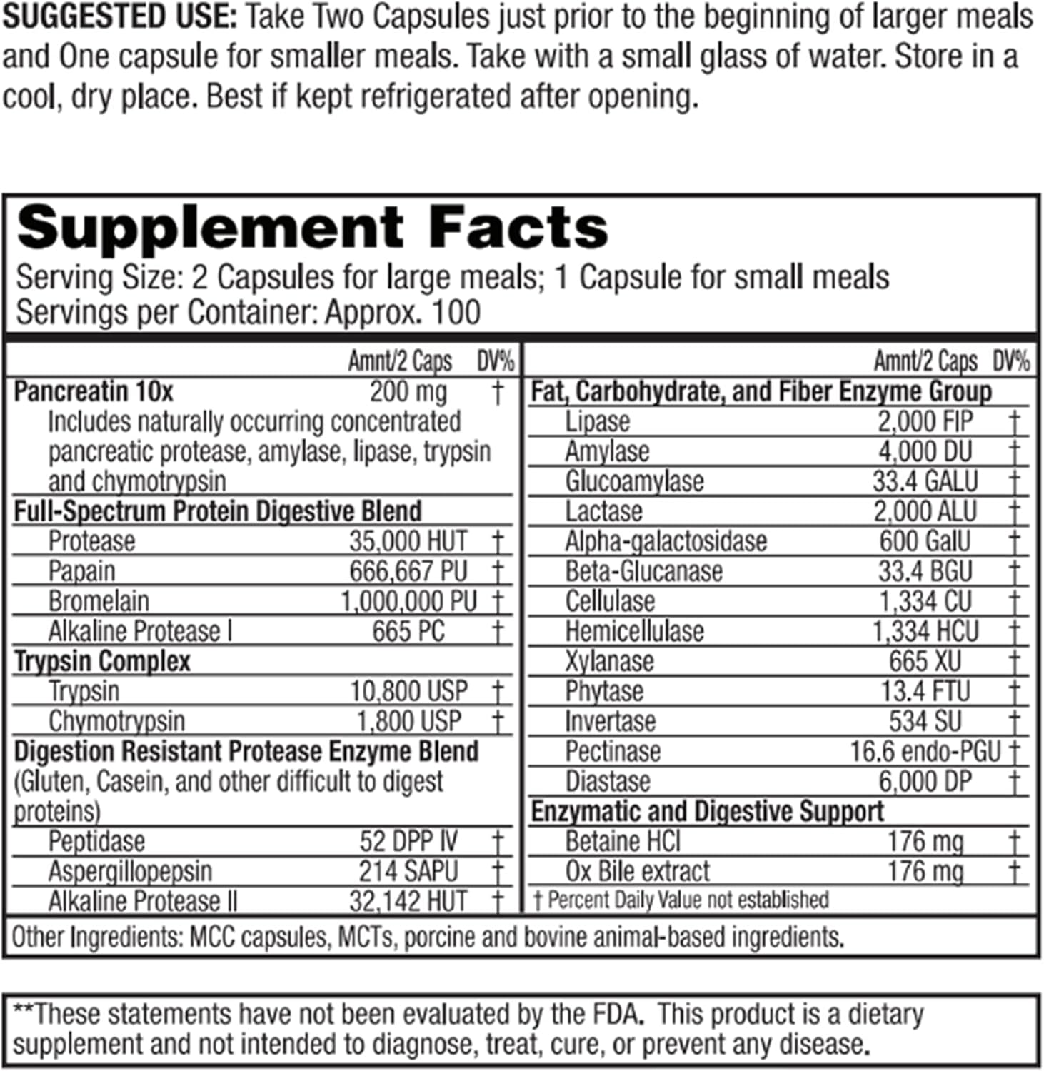 Dr. Tennant's Digestive Enzymes | GERD, Heartburn & Acid Reflux | Gut Health | 2X DPP-IV Enzyme for Gluten Digestion | 200 Capsules