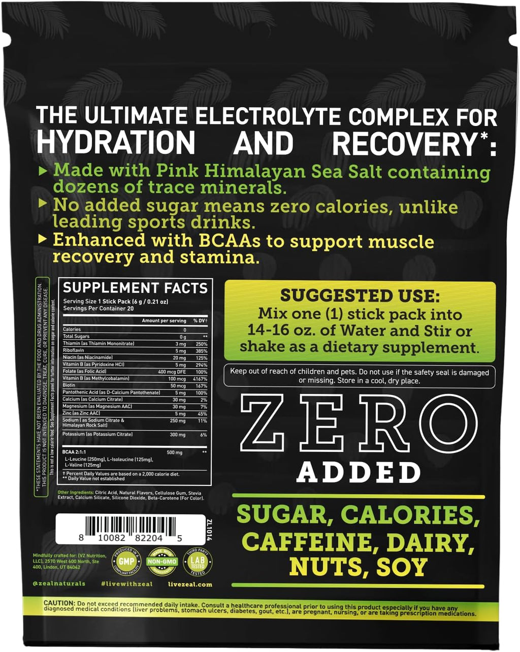Enhanced Electrolyte Powder Stick Packs (Lemon Lime | 20 Packets) w/ 0 Sugar +BCAAs +B-Vitamins Electrolyte Supplement w Potassium Zinc & Magnesium for Hydration - Keto Electrolytes