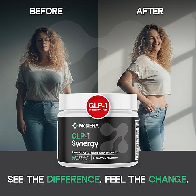 METAERA™ GLP-1 Synergy - Natural Probiotic Supplement for GLP-1 Levels, Gut Health and Metabolism - Includes 40 Nutrient-Rich Ingredients and GLP Probiotic, 1 Jar