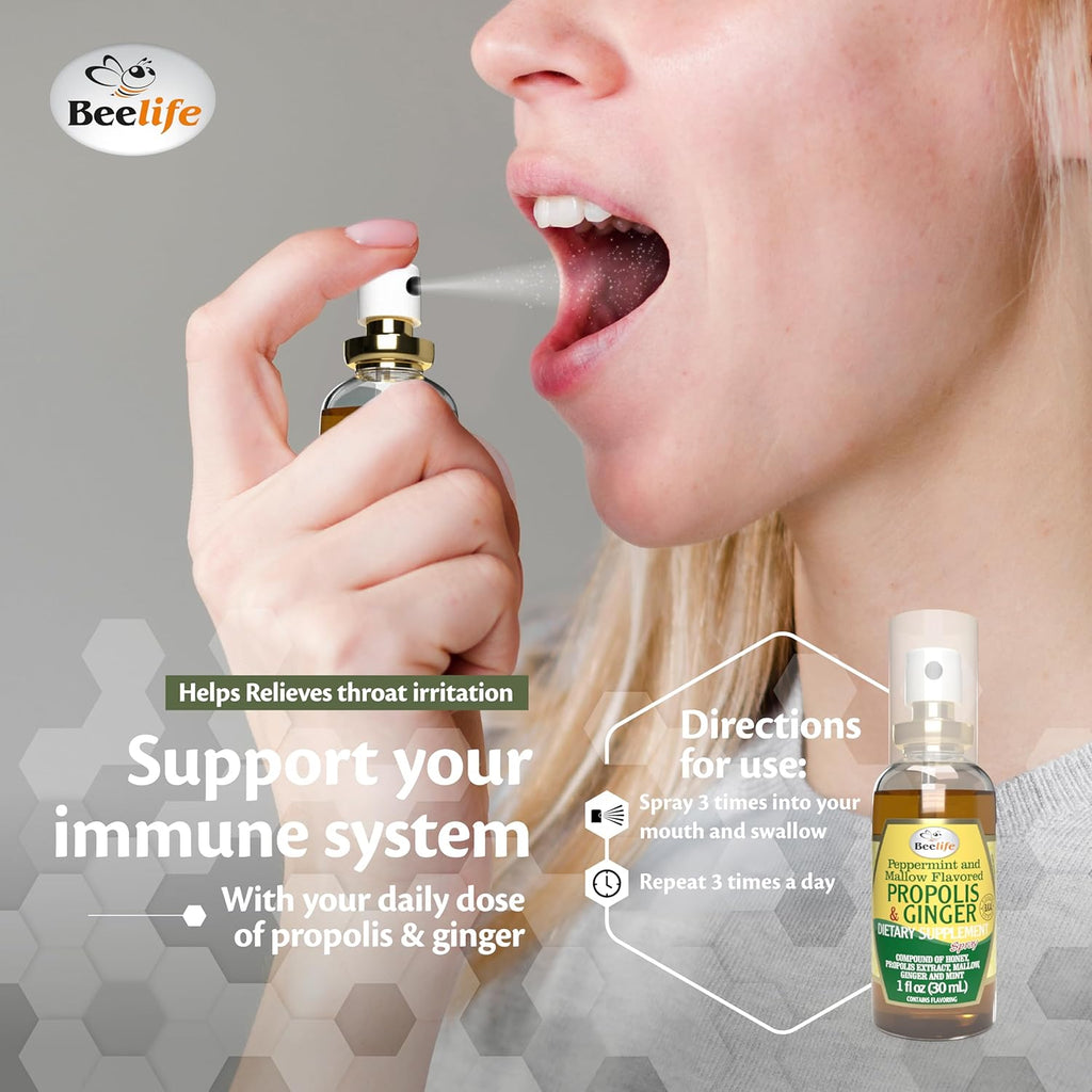 Beelife Propolis Throat Spray – Bee Propolis Spray for Natural Immune Support & Sore Throat Relief – Rich in Antioxidants, Flavonoids & Artepillin C,No Sugar, Gluten-Free -3-Pack, 90ml (Assorted)