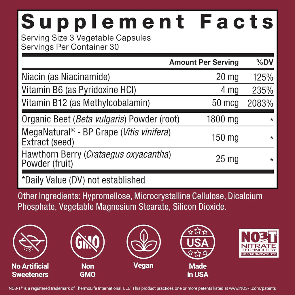 Force Factor Total Beets Blood Pressure Support Beet Root Capsules, 1800mg Organic Beet Root Powder Supplement with Hawthorn Berry to Support Circulation and Blood Flow, 270 Vegetable Capsules, 3-Pack