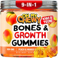 Center-Filled Bones & Growth Support Gummies - Supplement Vitamins for Kids & Teens with Calcium, Astragalus, D3, K2 & Omithine HCI - Peach & Mango - 60 Count