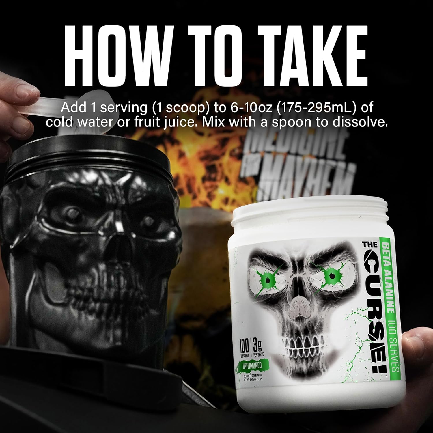 JNX SPORTS The Curse! Beta Alanine Powder - Unflavored, 100 Servings, 3g per Serving, GMP Compliant, Non-GMO, Made in The USA, Dietary Friendly
