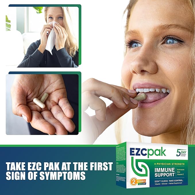 EZC Pak 5-Day Tapered Immune Support Booster - Vitamin Immune Support Supplement, Echinacea, Zinc Vitamin C, Immune Boosters for Adults - Immune Support Vitamins (Pack of 2)