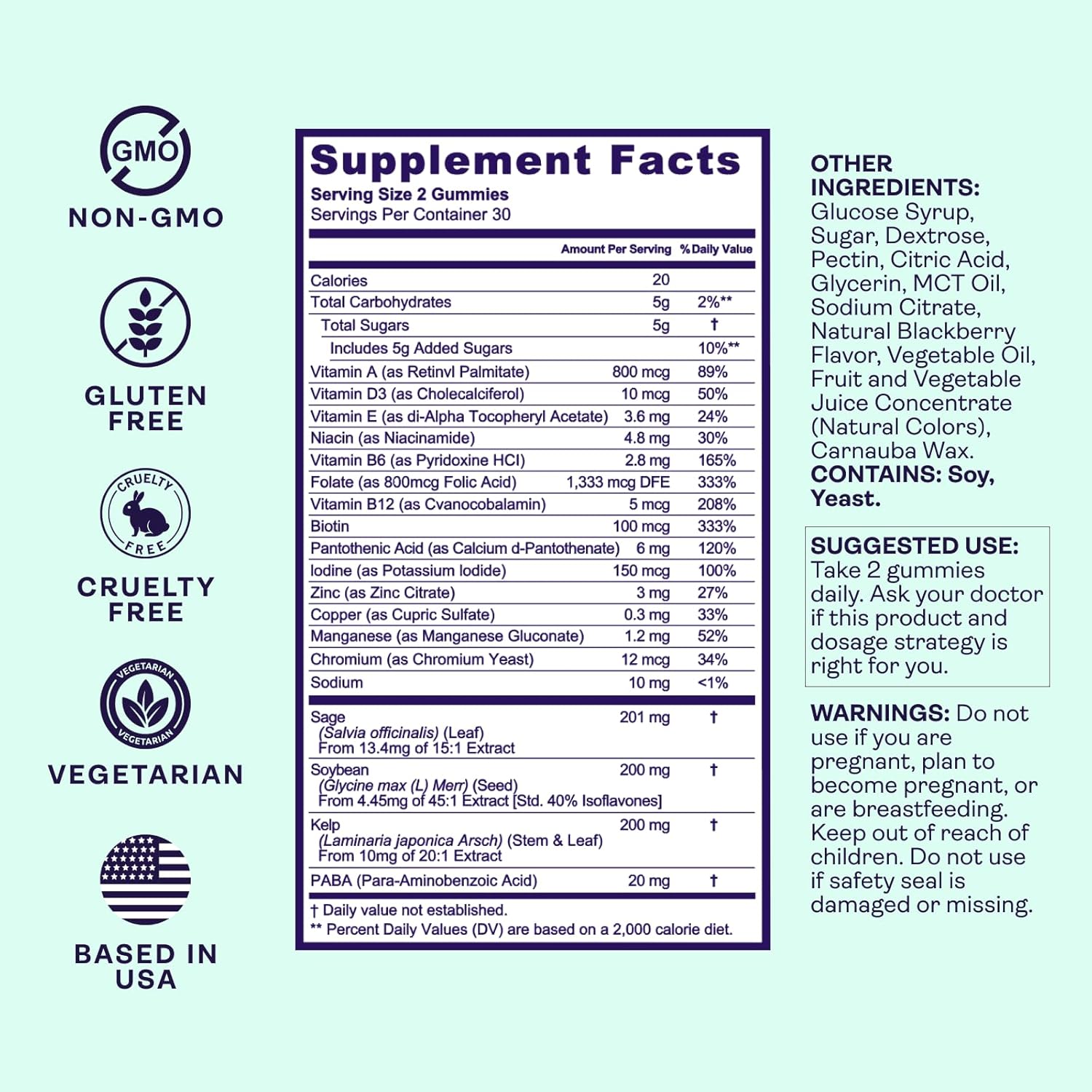 Menopause Relief Gummies | Black Cohosh | Hormonal Balance & Symptom Support from Hot Flashes Night Sweats Mood Swings Low Energy Perimenopause | Delicious BlackBerry Flavor | 1 Month Supply