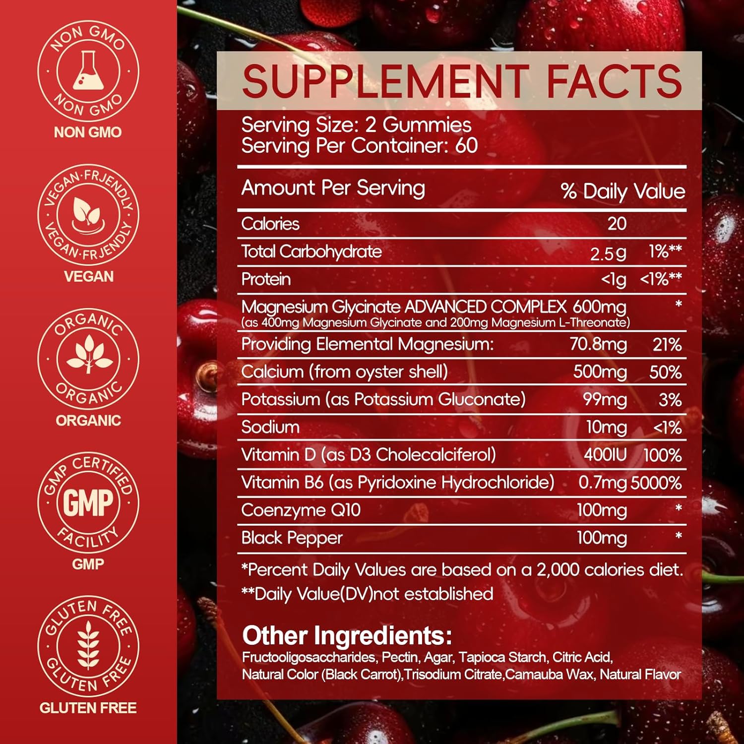 Magnesium Glycinate Gummies 600mg for Women and Men, High Absorption Magnesium Glycinate with Vitamin D, B6, and CoQ10 for Calm Support & Sleep, Sugar Free, Vegan, 120 Count