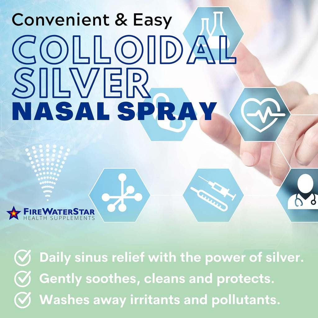 FWS Colloidal Silver Nasal Spray - 2oz - Ultra Fine Silver Mist - 50 ppm - 99.99% Purity - Sinus Relief - Helps with Dry, Irritated, Stuffy Nose - Immune System Support - for Adults and Teens