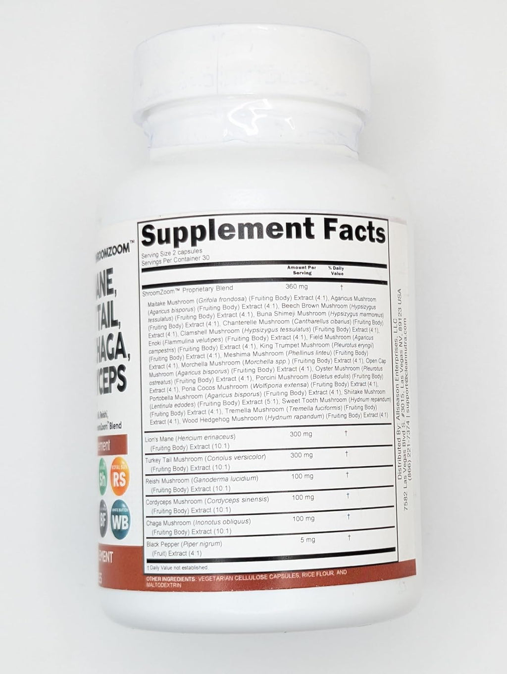 Clean Nutraceuticals Lions Mane 20in1 Mushroom Supplement with Turkey Tail Reishi Cordyceps Chaga Maitake Meshima Poria Cocos Shiitake Oyster Porcini Enoki (5)
