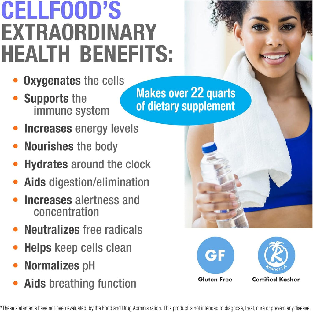 Cellfood Oxygen Boost - 1 fl oz, 5 Pack - Liquid Oxygen Supplement for Lymphatic Drainage, Altitude Sickness, Jet Lag, Fatigue, Headaches, Hangovers & Energy - Gluten Free, Cert. Kosher