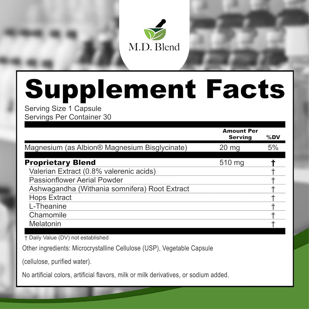 Sleep - Natural Supplement with L-Theanine, Ashwagandha, Magnesium, Valerian Root, Melatonin - Non-Habit Forming Formula for Rejuvenating - 30 Capsules