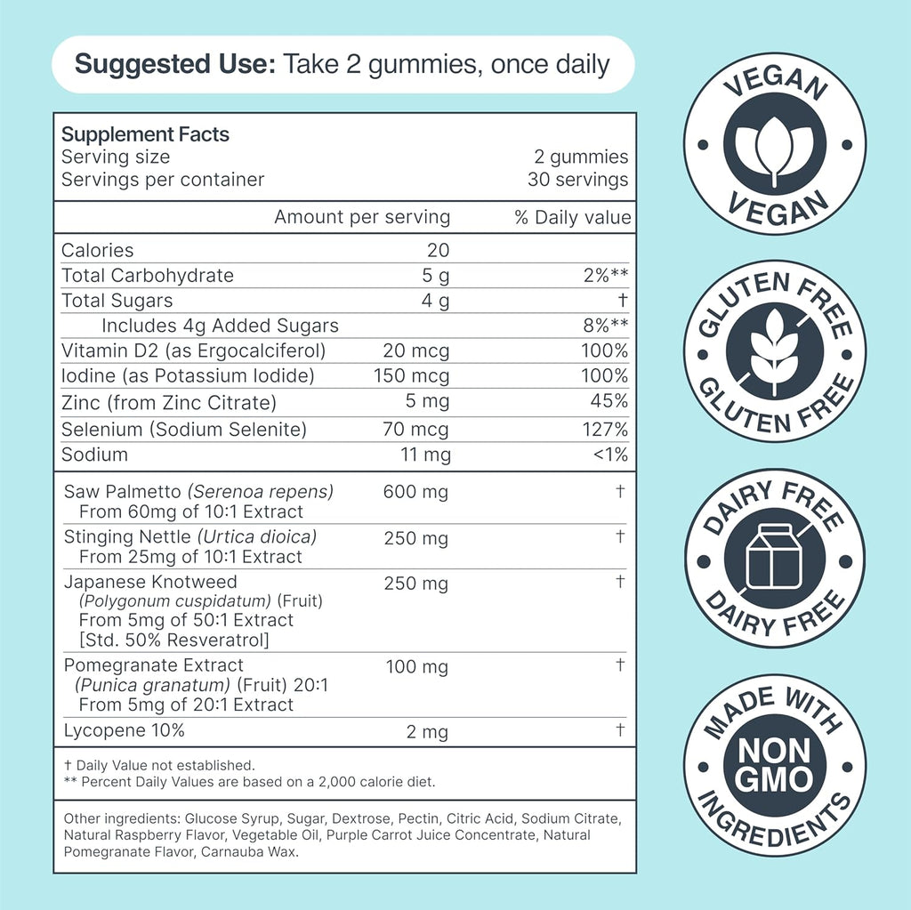 Prostate Shield Gummies - Men's Prostate Health Urinary with Saw Palmetto & Lycopene