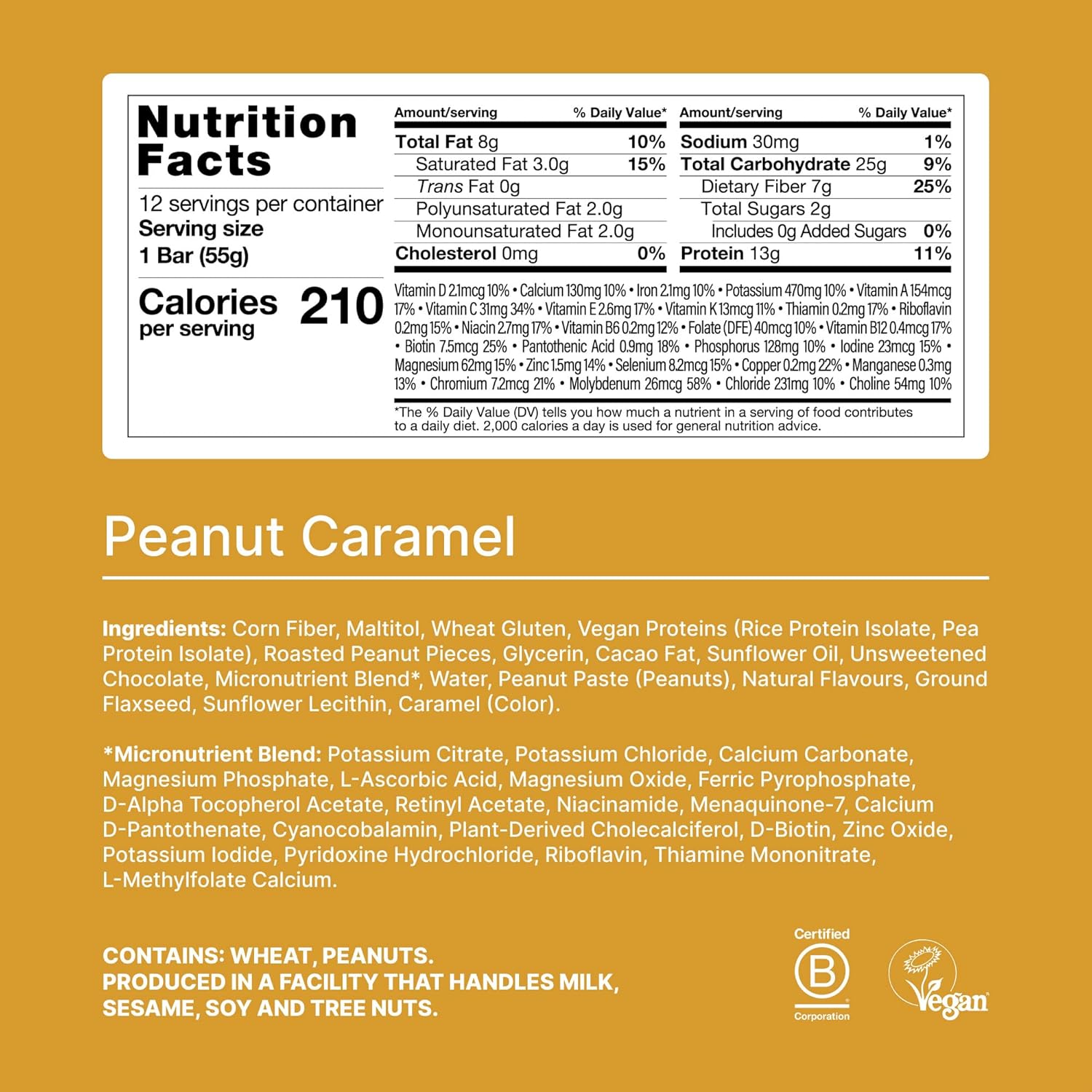Huel Complete Nutrition Vegan Protein Bars | Peanut Caramel | 13g Protein | 27 Vitamins & Minerals, 2g Sugar, Non-GMO, 100% Plant Based Snack | 12 Pack