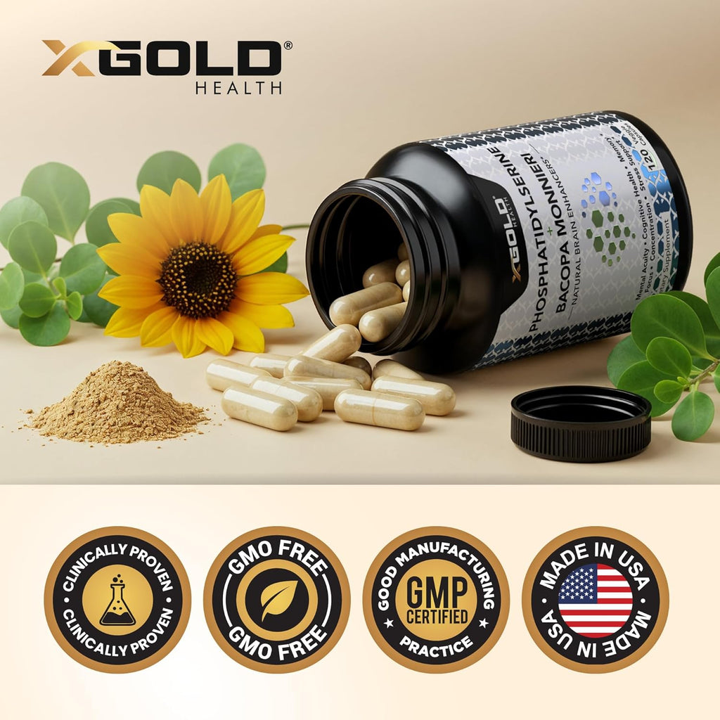 PhosphatidylSerine & Bacopa Monnieri 400 mg 2 in 1 Supplement - Natural Brain Enhancer/Nootropic for Enhanced Focus and Concentration, Memory Support, & Cognitive Function - 120 Vegetarian Capsules