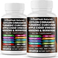 Ceylon Cinnamon Apple Cider Vinegar Turmeric Curcumin Panax Ginseng Berberine with Bitter Melon Banaba Milk Thistle Gymnema Sylvestre Vegan Capsules - 120 Count