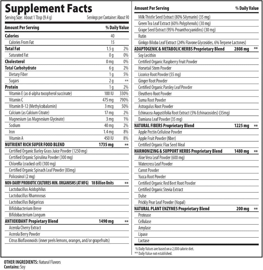 MacroLife Naturals Macro Greens Powder 38 Superfood Probiotic Antioxidant Enzyme & Herbal Supplement Immunity Energy Cleanse - Non-GMO Vegan Gluten-Free Dairy-Free - 30oz (90 Servings)
