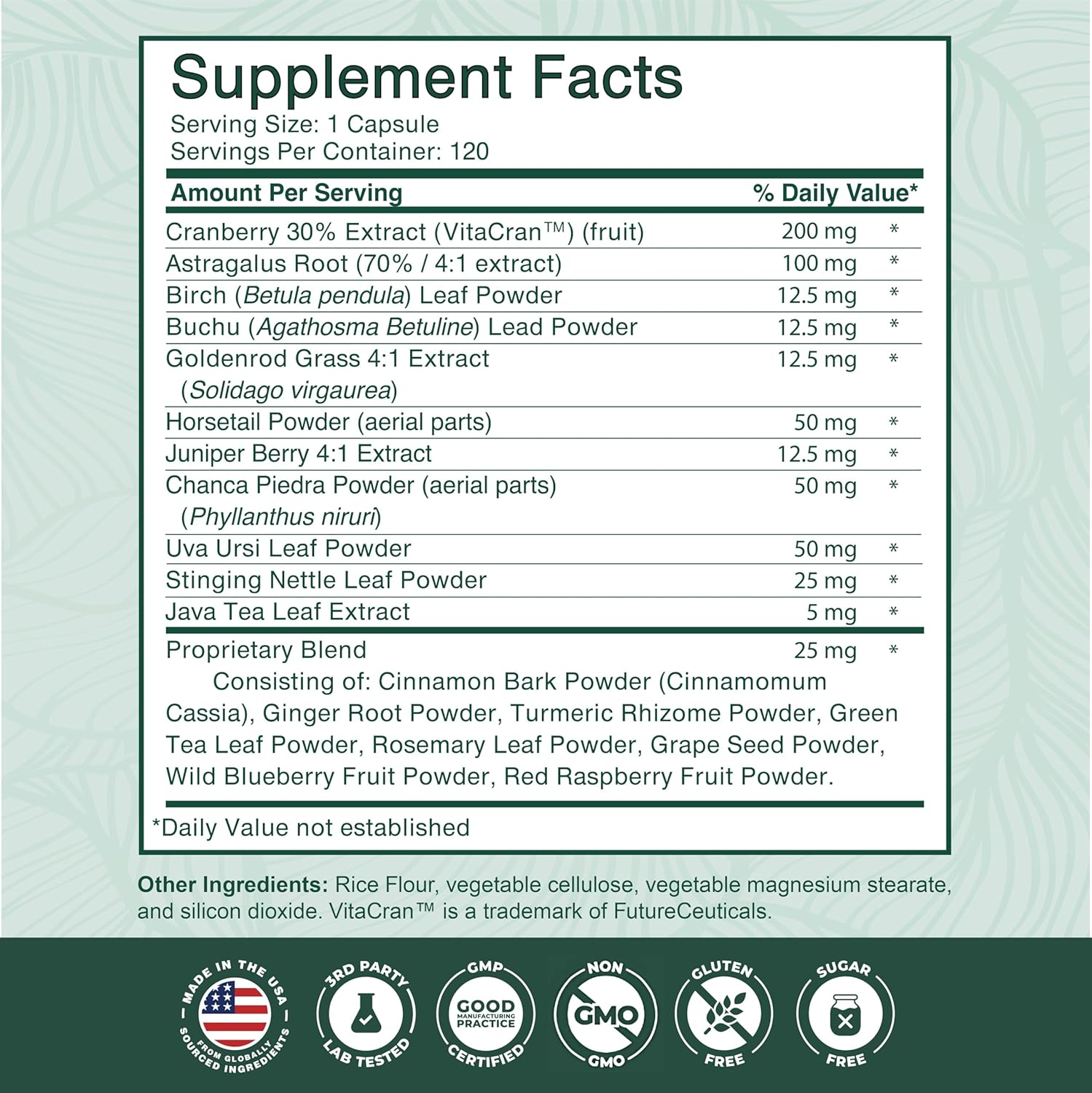 PurePremium Supplements Kidney Support Supplement for Men & Women - with Cranberry Extract for Urinary Tract, Normal Bladder Function & Supports Kidney's Health - 4 Months Supply - 120 Capsules