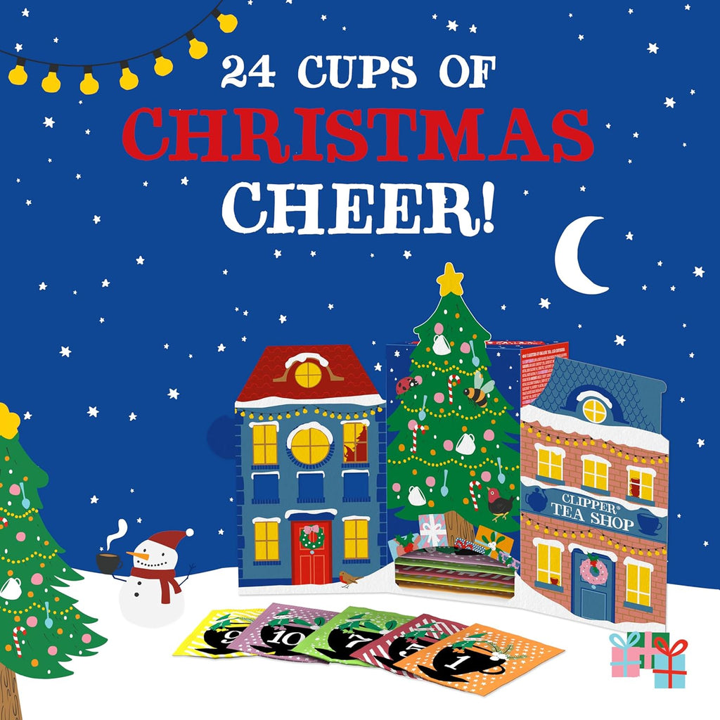 Clipper Tea: Tea Advent Calendar for 2025 Christmas Holiday – Sampler Set Gift w/ 12 Organic Flavors, Mix of Lemon, Ginger, Sleep, Herbal, Green & Black Tea Blends – 1 Variety Pack, 24 Individual Bags