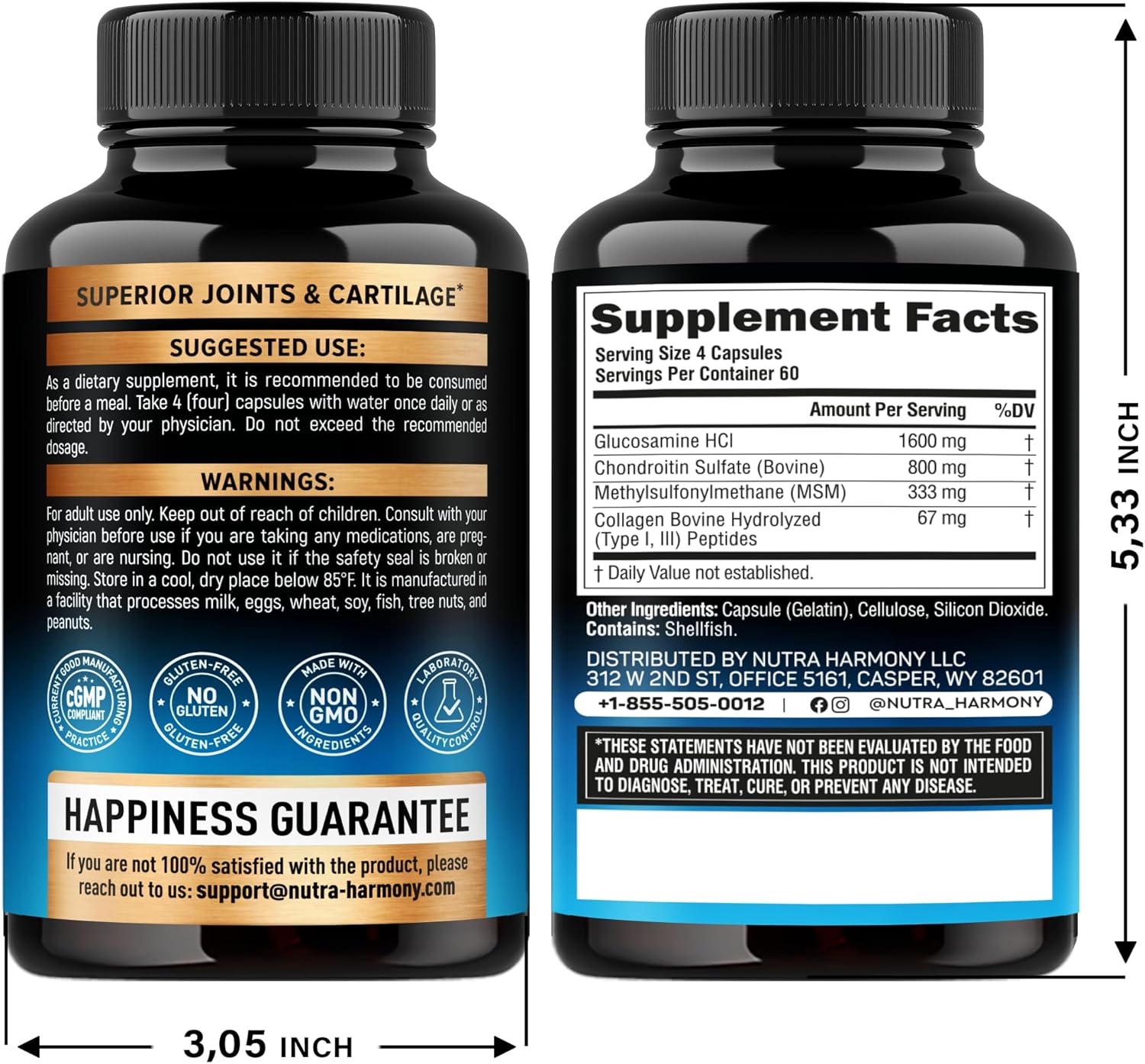 Glucosamine Chondroitin MSM Collagen | Joint Support Supplement 2800 mg | Made in USA | FSA Approved Product Items | Flexibility Nutritional Vitamins | for Men & Women, 240 Capsules