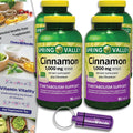 Choice Bundle Spring Valley Cinnamon Plus Chromium Capsules 1000 mg 180 Ct 4 Pk (720 Total) + Vitamin Vitality & Pill Container (6 Items)!