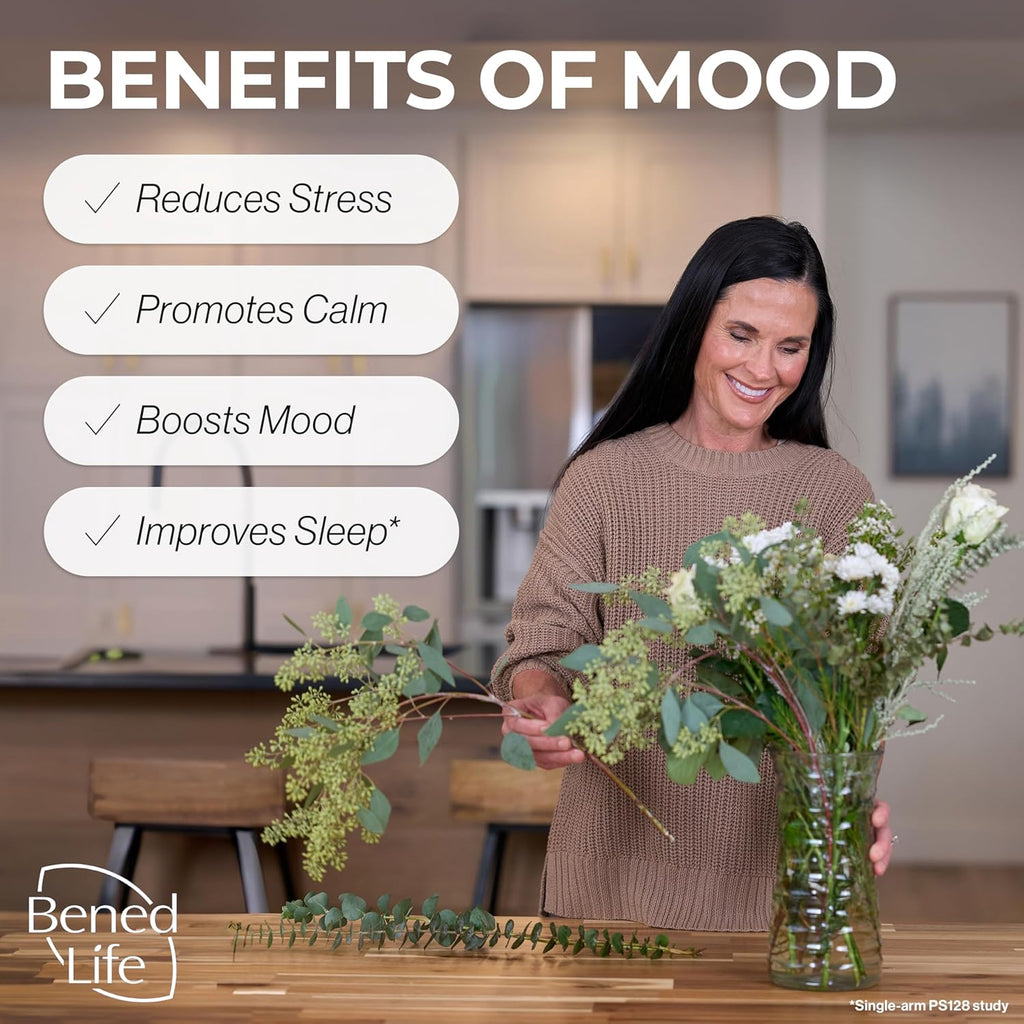 Bened Life Neuralli Mood with PS128 for Stress Relief & Recovery via The Gut-Brain Axis (90-Day Supply), Ages 18+ - 3 Bottles (180 Capsules)
