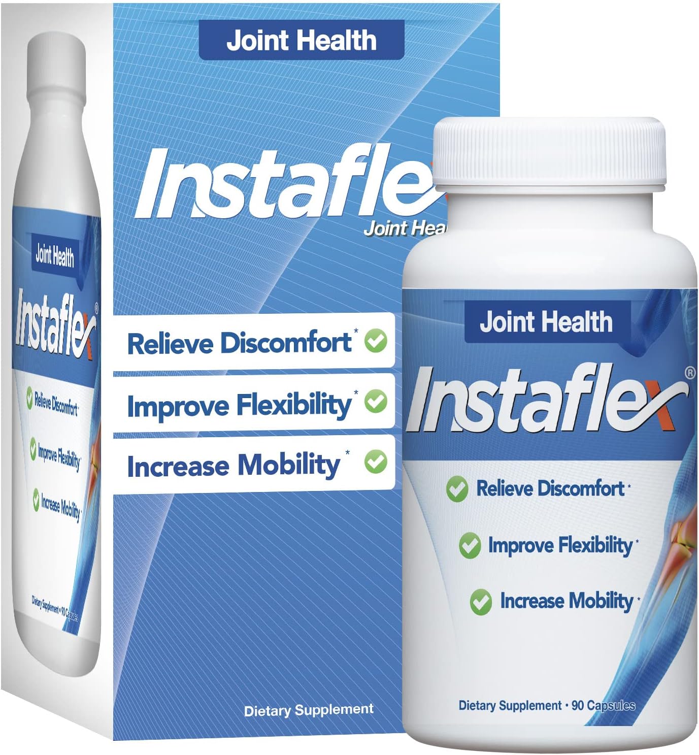 Instaflex Joint Support Supplement - Clinically Studied Joint Relief Blend of Glucosamine, MSM, White Willow, Turmeric, Ginger, Cayenne, Hyaluronic Acid - 90 Capsules